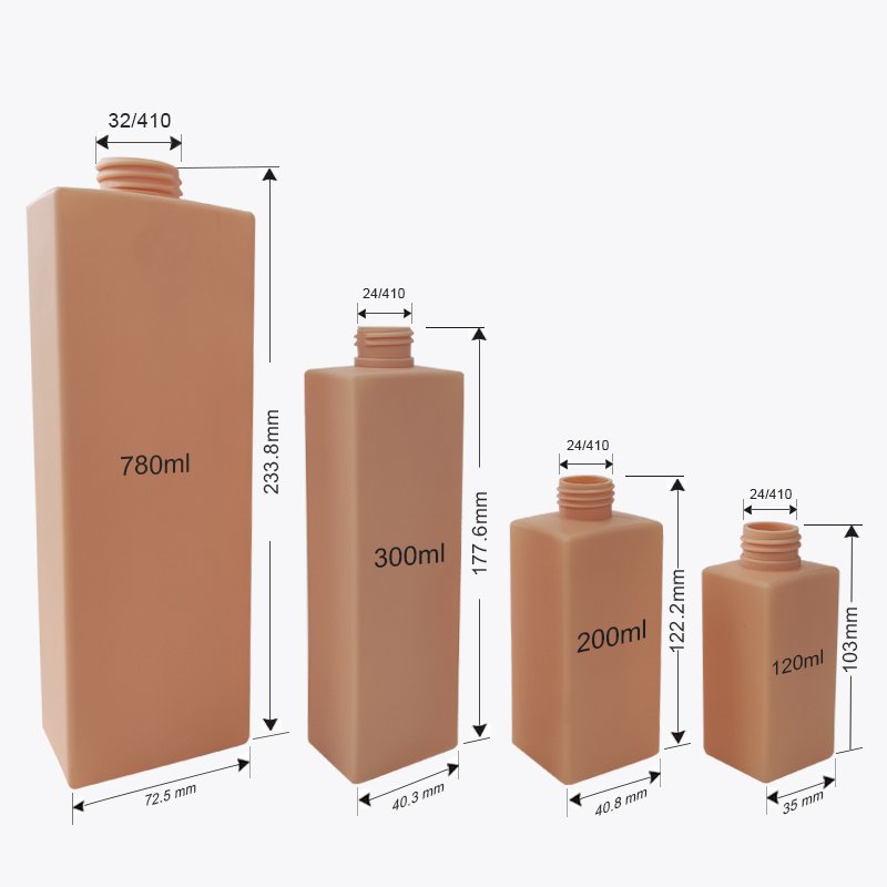 Luxury Square Plastic Gel Hair Shampoo Bottle Empty Body Lotion Hand Wash Pump Bottle