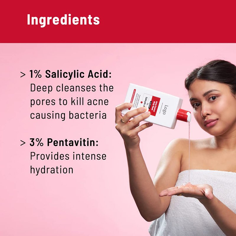 Wholesale SLS And Paraben Free Anti Eczema Moisturizing Shower Gel Remove Dead Skin Salicylic Acid Body Wash