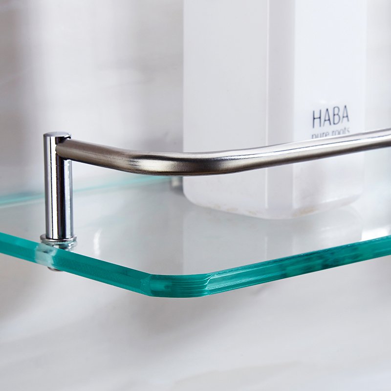 Hot sale bathroom glass shelf 40cm shower gel tray