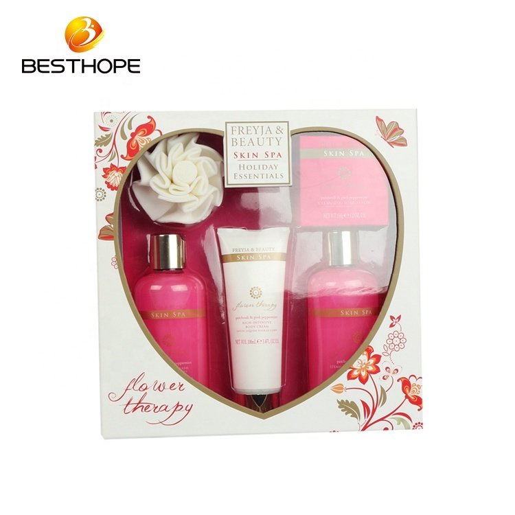 OEM elegant pink toiletry body care spa bath gift set for women