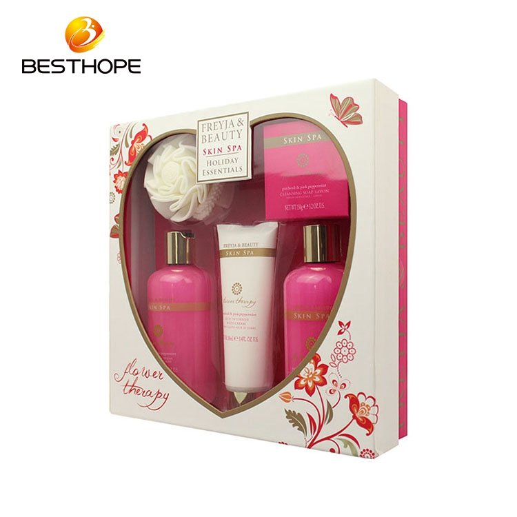 OEM elegant pink toiletry body care spa bath gift set for women