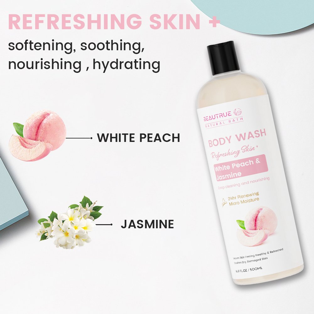 Private Label 500ml Organic Natural Fragrance Rose Water Body Wash Shower For Men And Women Cleaning Nourishing Smooth Body Bath