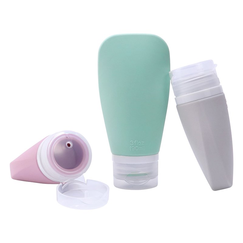 Custom 4-in-1 90/60ml Portable Reusable Travel Toiletry Containers Cosmetic Bottles Shampoo Silicone Travel Size Bottles Kit Set