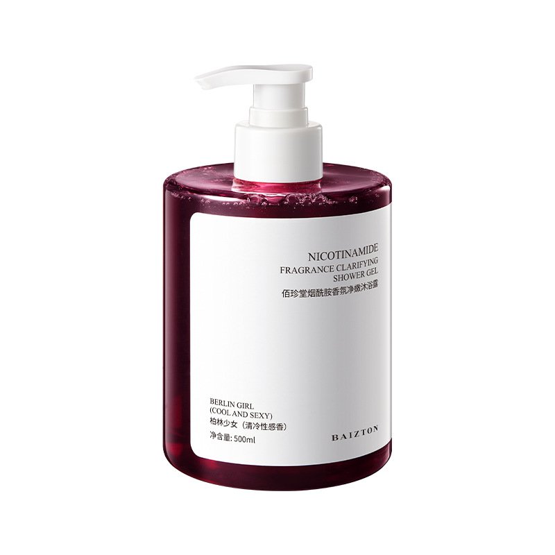 OEM BAIZTON private label Nicotinamide fragrance foam bubble natural organic skin care moisturizing whitening body wash gel