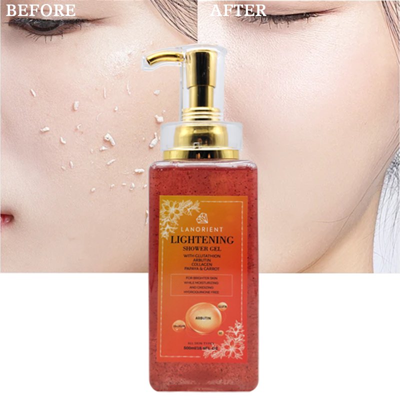 OEM Custom Logo Vitamin C Whitening Shower Gel Exfoliating Skin Moisturizing Lightening Body Wash Wholesale