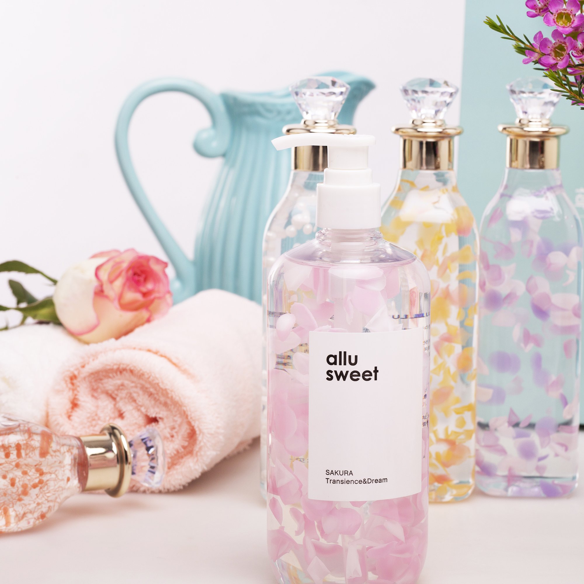 Shower Gel Petals Pink Rose With Esstencal oil Private Label OEM Whitening Body Wash