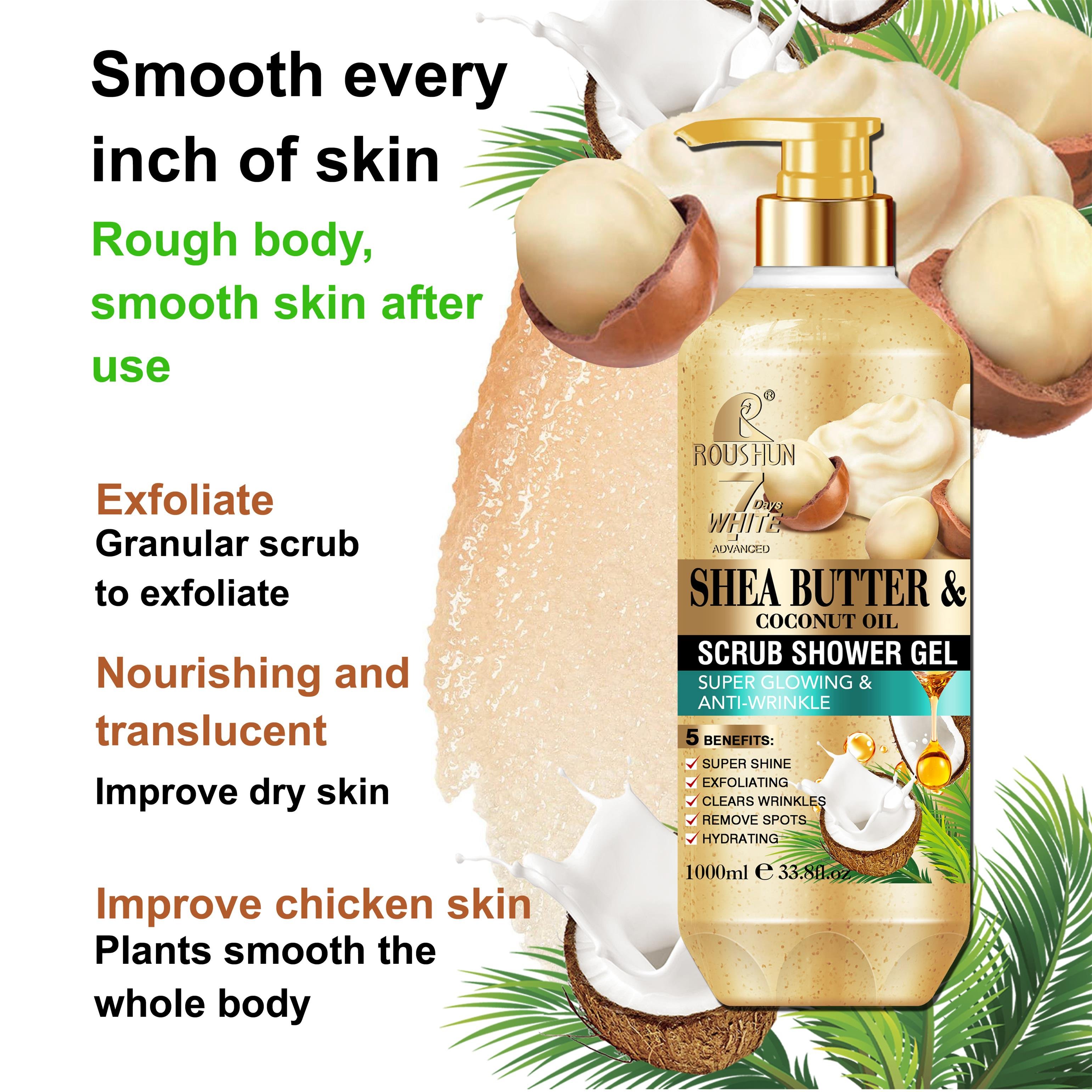 ROUSHUN Scrub Shower Gel Shea Butter Coconut Oil Shower Gel