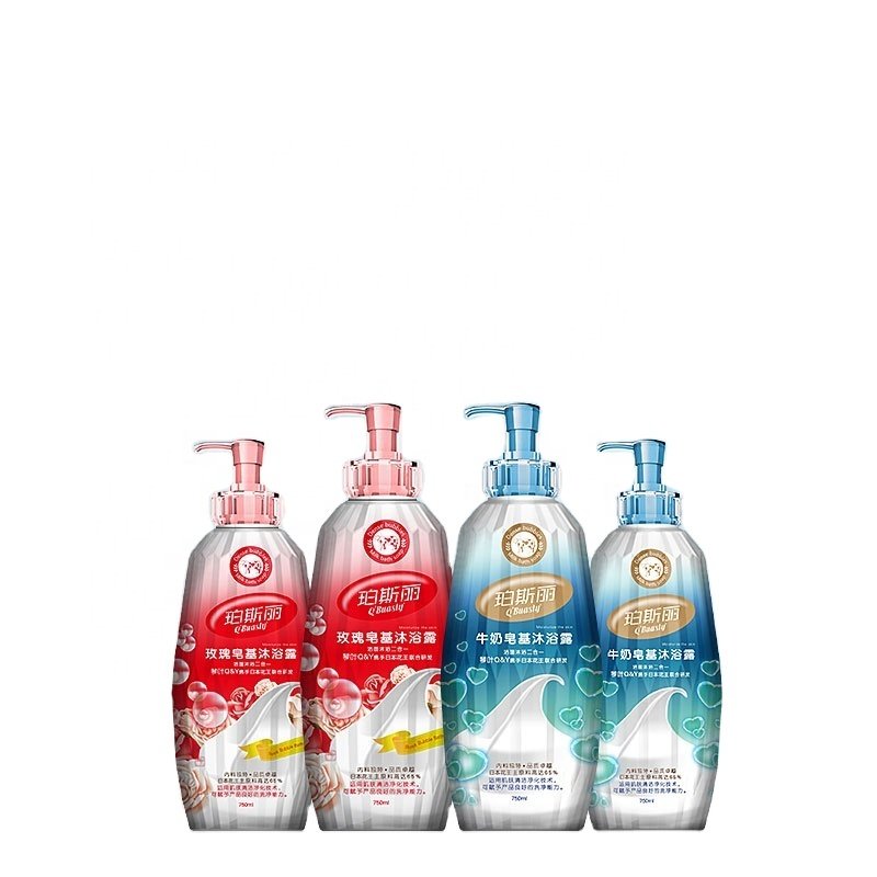 QINYE OEM Private Label goat milk peach fragrance deep moisturizing body wash variety 6 pack shea butter whitening shower gel