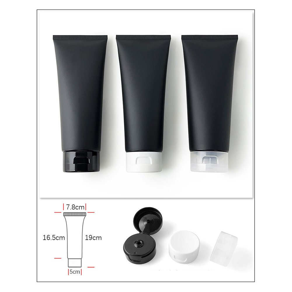 200g Matte Black Refillable Cosmetics Container 200ml Empty Squeeze Bottle Shower Gel Cream Package Frost Plastic Soft Tube