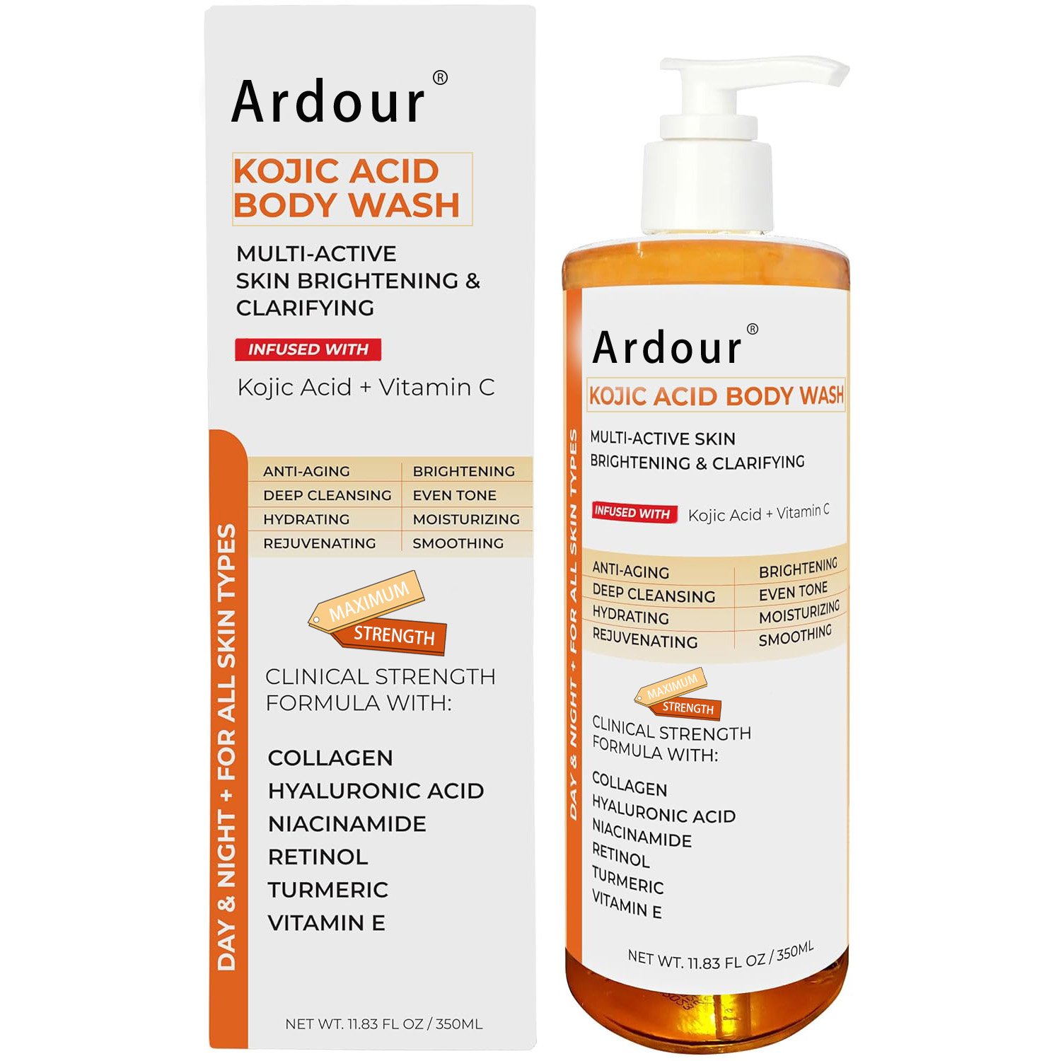 Kojic Acid Body Wash + Turmeric Vitamin C Skin Care Products For Cleansing Moisturizing Exfoliating Shower Gel