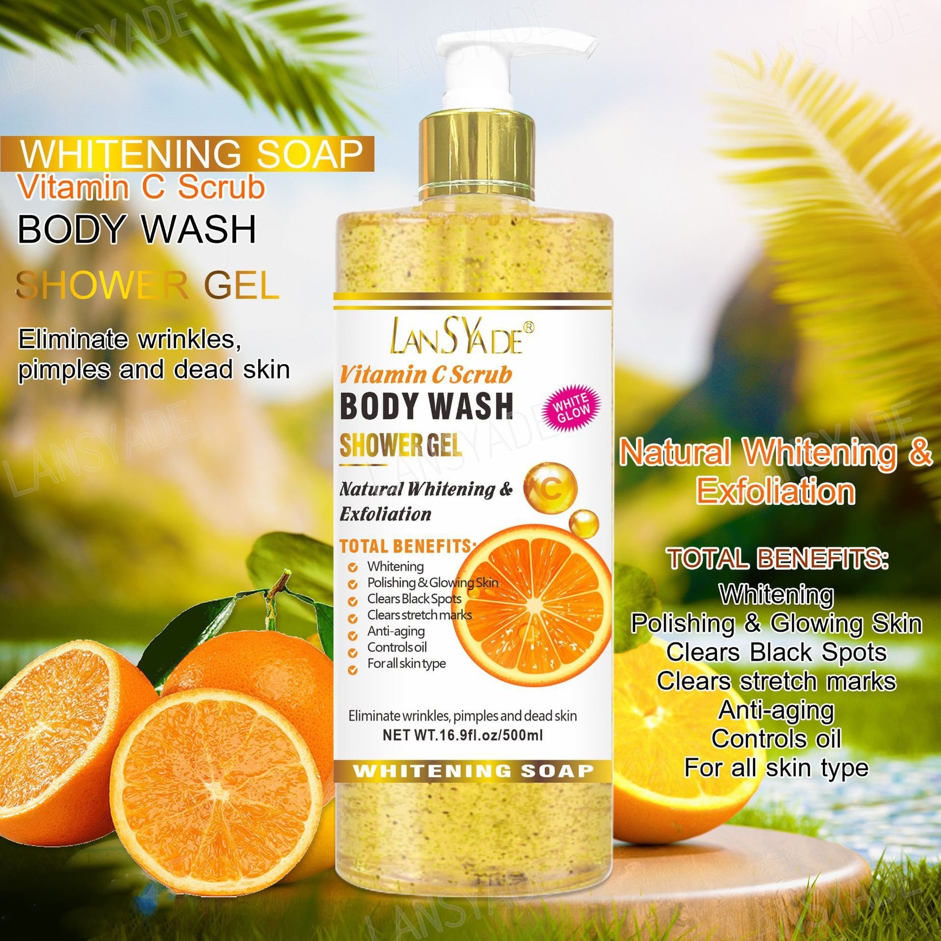 Exfoliating Silky Smooth Skin Foam Rich Moisturizing Gentle Lasting Fragrance 500ml Kojie Acid Scrubs Body Wash Shower Gel
