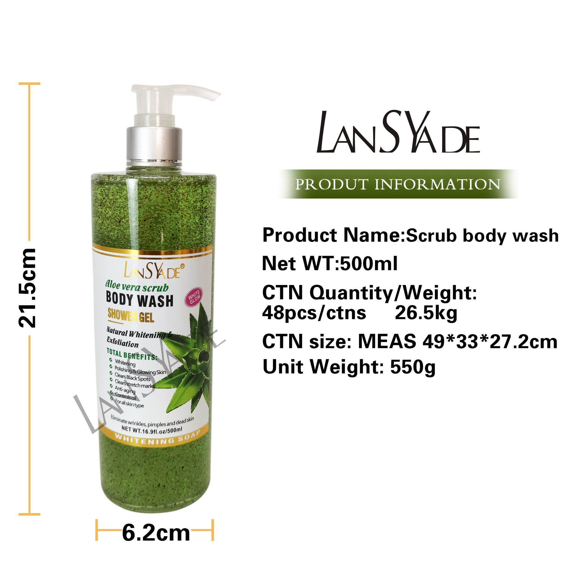 Exfoliating Silky Smooth Skin Foam Rich Moisturizing Gentle Lasting Fragrance 500ml Kojie Acid Scrubs Body Wash Shower Gel