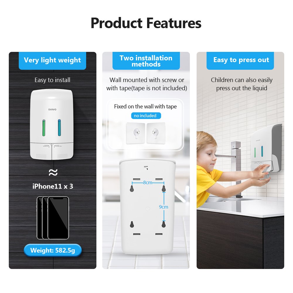 hotel bathroom Wall Mount key control 1100ML Manual Hand Liquid Shampoo Shower Gel Dispenser