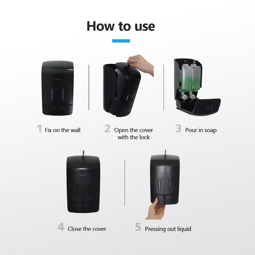 hotel bathroom Wall Mount key control 1100ML Manual Hand Liquid Shampoo Shower Gel Dispenser