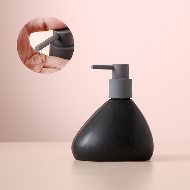 Lotion Pump Bottle for Kitchen Bathroom Countertop Shampoo Laundry Shower Gel Round Ceramic Soap Dispenser 400ML