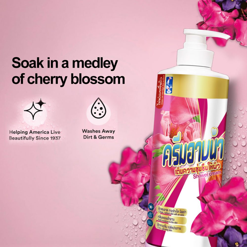 Latest new products Shower cream. Gentle formula for the skin. With natural extracts Suitable for all skin types. 1000ml