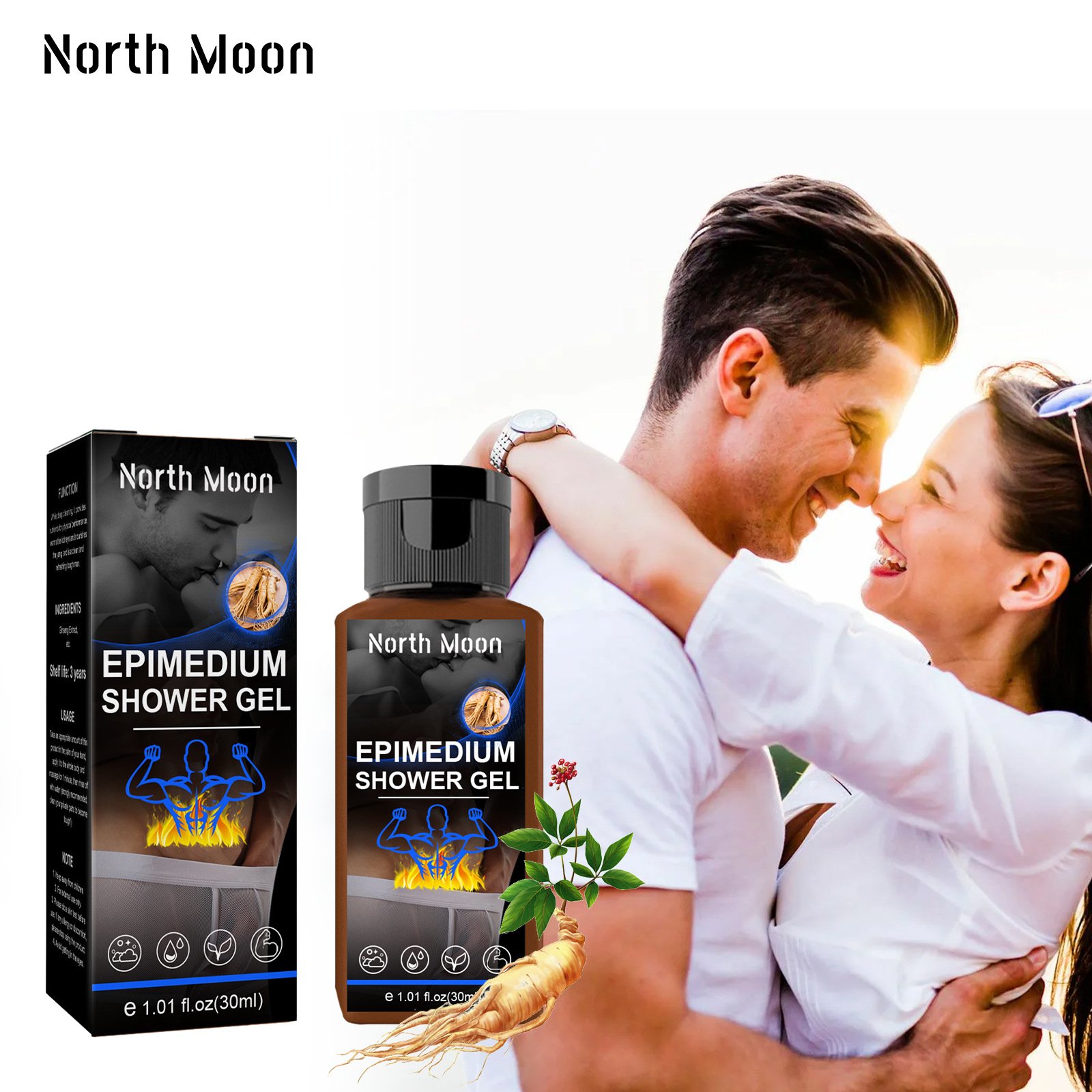 hot sell North moon skin care epimedium shower gel odor removing private part cleaning endurance enhancing body care for men