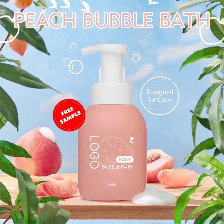 Private Label Wholesale Organic Fruit Based Bubble Bath Liquid Peach Baby Bubble Bath