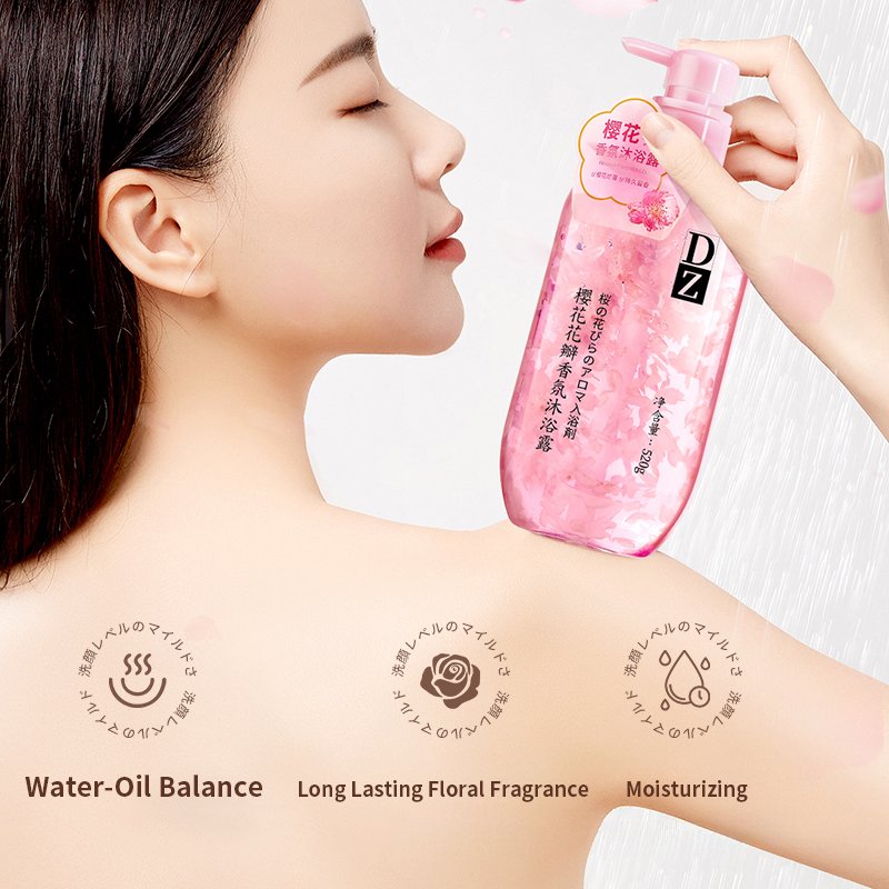 TWG Private Label Floral Body Wash with Flower Petals Body Cleanser Whitening Bath Body Wash Home Floral Fragrance Shower Gel