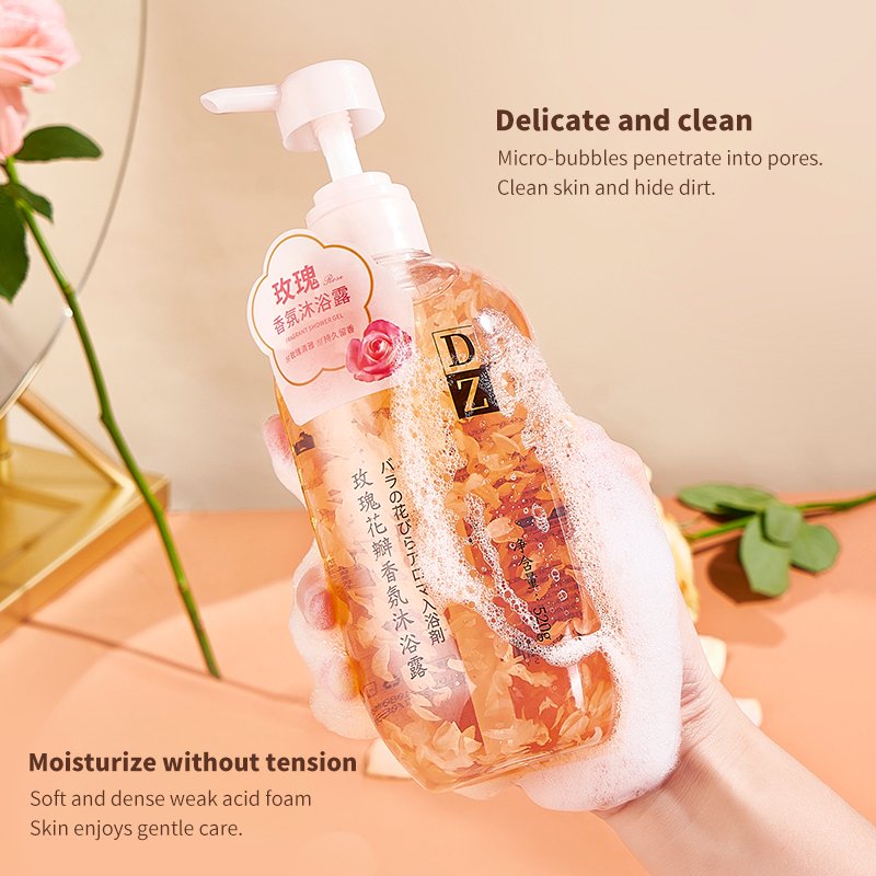 TWG Private Label Floral Body Wash with Flower Petals Body Cleanser Whitening Bath Body Wash Home Floral Fragrance Shower Gel