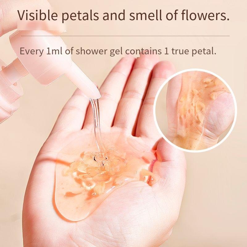 TWG Private Label Floral Body Wash with Flower Petals Body Cleanser Whitening Bath Body Wash Home Floral Fragrance Shower Gel