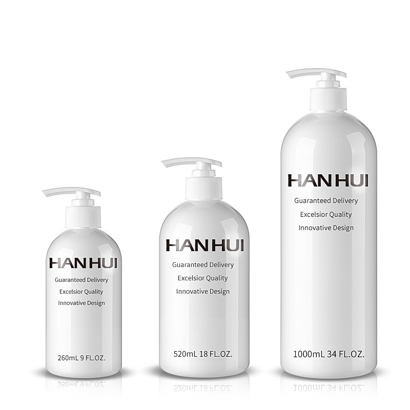 Eco friendly custom big capacity empty shampoo 250ml 500ml 1000ml PET RPET round body lotion shower gel bottle plastic bottle