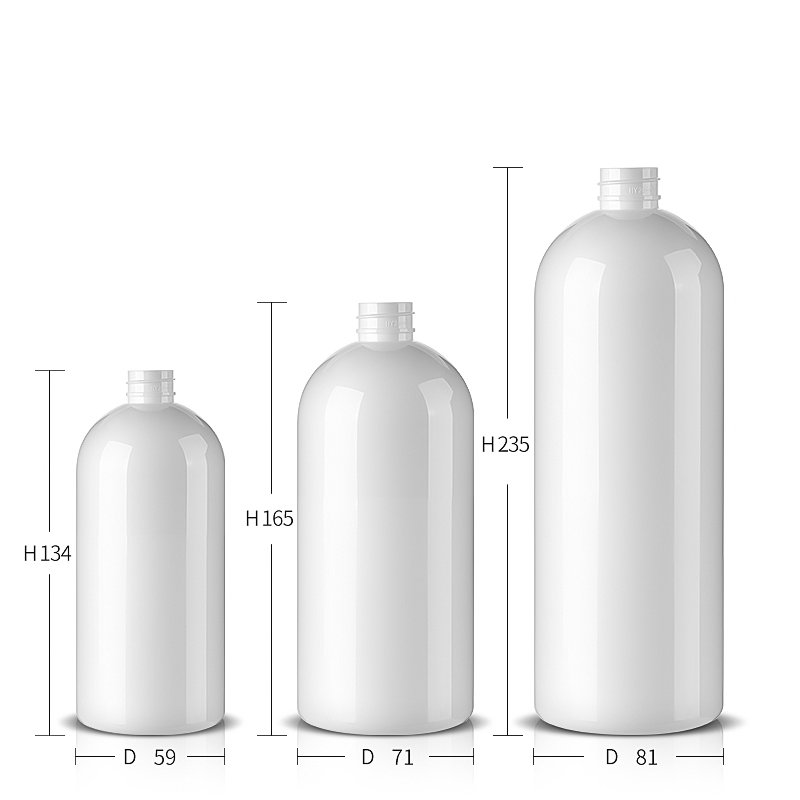 Eco friendly custom big capacity empty shampoo 250ml 500ml 1000ml PET RPET round body lotion shower gel bottle plastic bottle