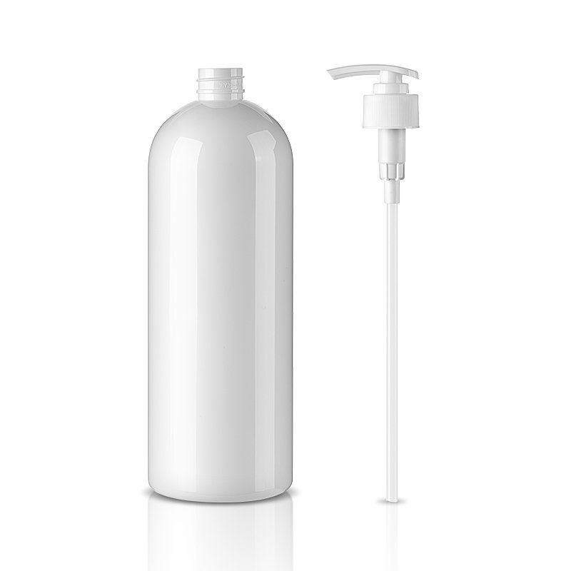 Eco friendly custom big capacity empty shampoo 250ml 500ml 1000ml PET RPET round body lotion shower gel bottle plastic bottle