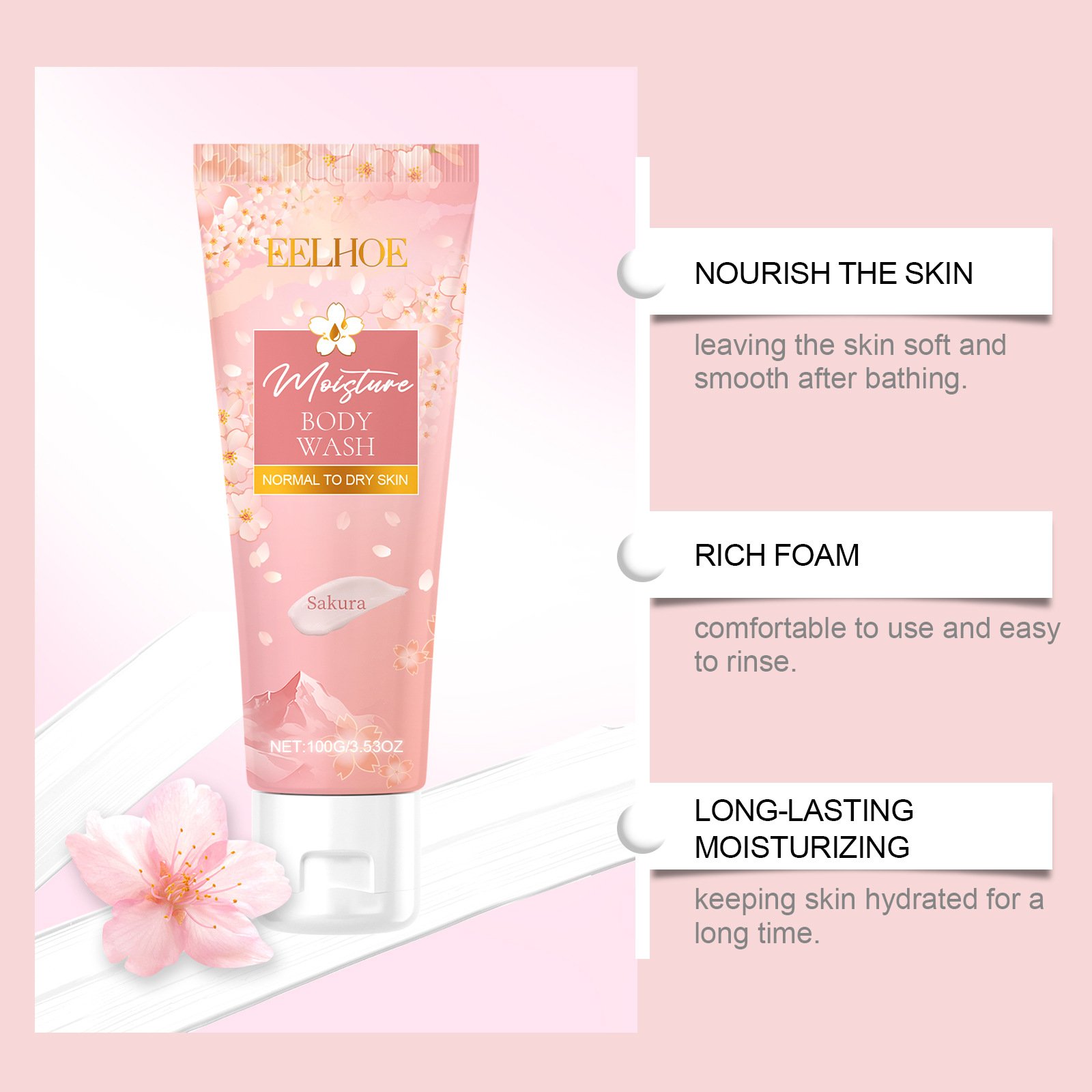 Gentle cleansing body moisturizing hydrating long-lasting fragrance cherry blossom moisturizing fragrance shower gel