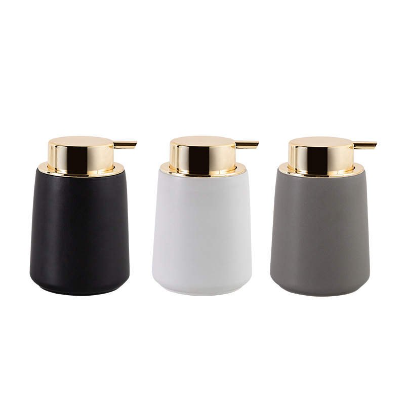 Minimalist Ceramic Liquid Soap Dispenser Set with Gold Pump - Shower Gel & Foam Soap Dispenser - Bathroom Accessories OEM ODM