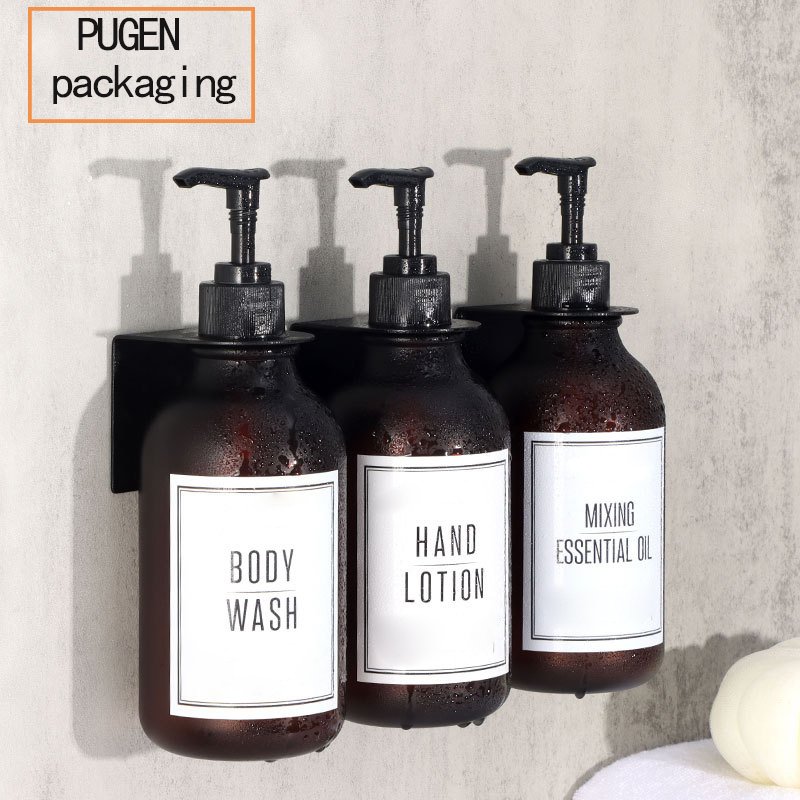 300ml Black Brown White Matte Frosted Men Is Hair Shampoo Bottle 300ml Hook Bottle Lotion And Shower Gel Bottles
