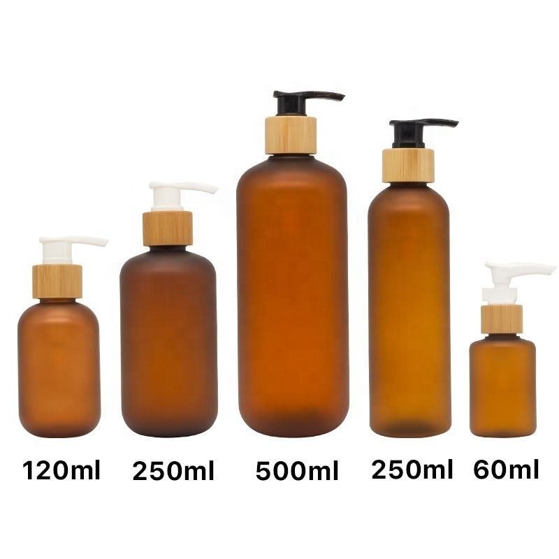 Round Amber Pet plastic bottles cap Shower gel Plastic bottles recycling Cream Luxury Hair cosmetic packaging cosmetic boxes