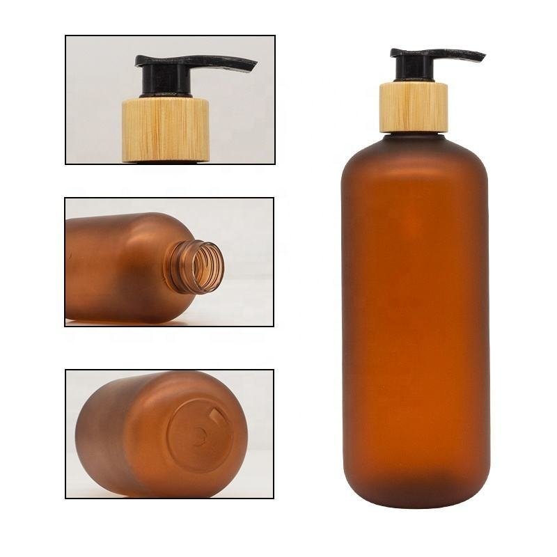 Round Amber Pet plastic bottles cap Shower gel Plastic bottles recycling Cream Luxury Hair cosmetic packaging cosmetic boxes