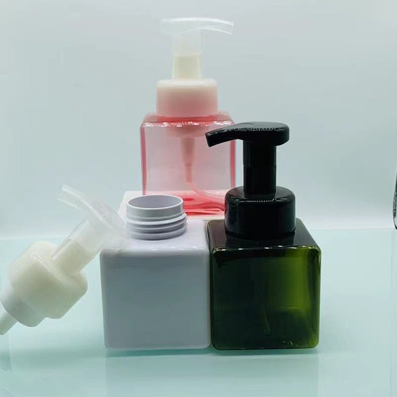 Good quality 100ml 150ml 250ml pastel square plastic pump foam shower gel shampoo lotion bottle