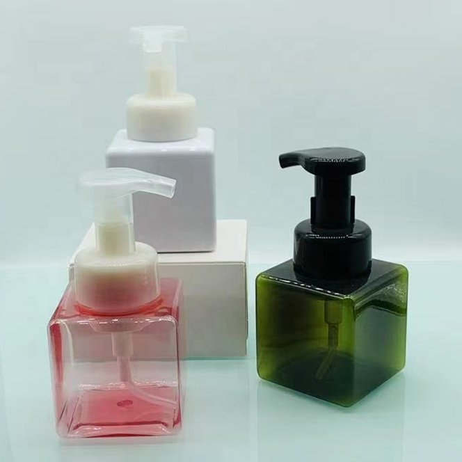 Good quality 100ml 150ml 250ml pastel square plastic pump foam shower gel shampoo lotion bottle