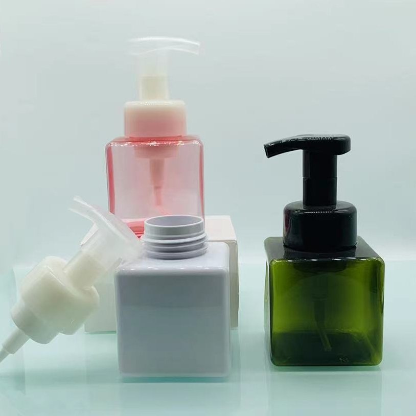 Good quality 100ml 150ml 250ml pastel square plastic pump foam shower gel shampoo lotion bottle