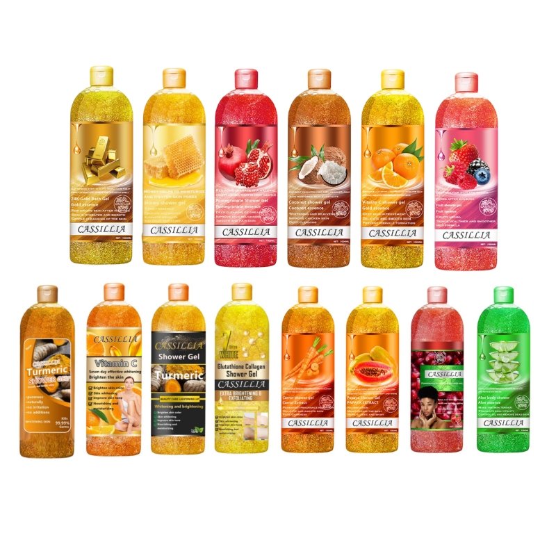 Private Label Ginger 1000ml Brightening Shower Gel Turmeric Papaya Kojic Acid Vitamin C Moisturizing Whitening Tumeric Body Wash