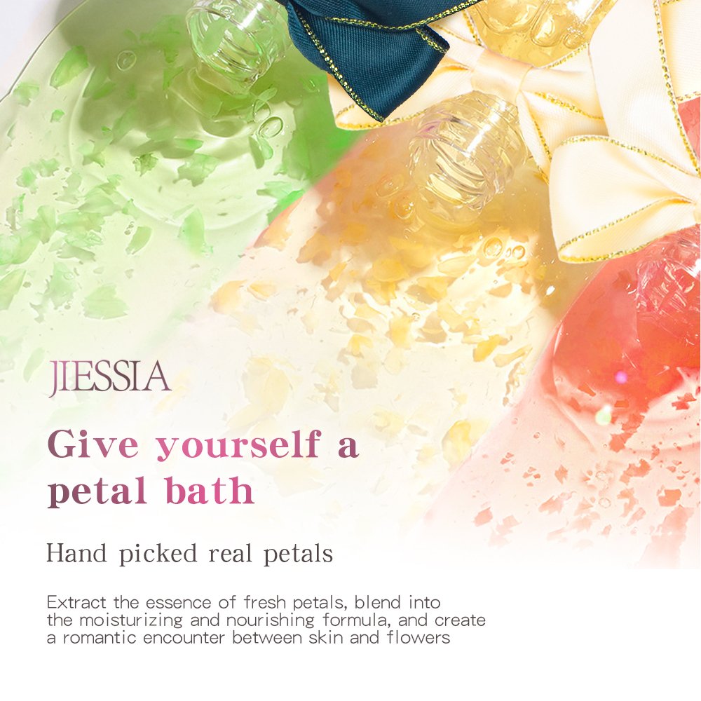 Jiessia OEM wholesale natural flower petal brightening whitening perfume body wash shower gel