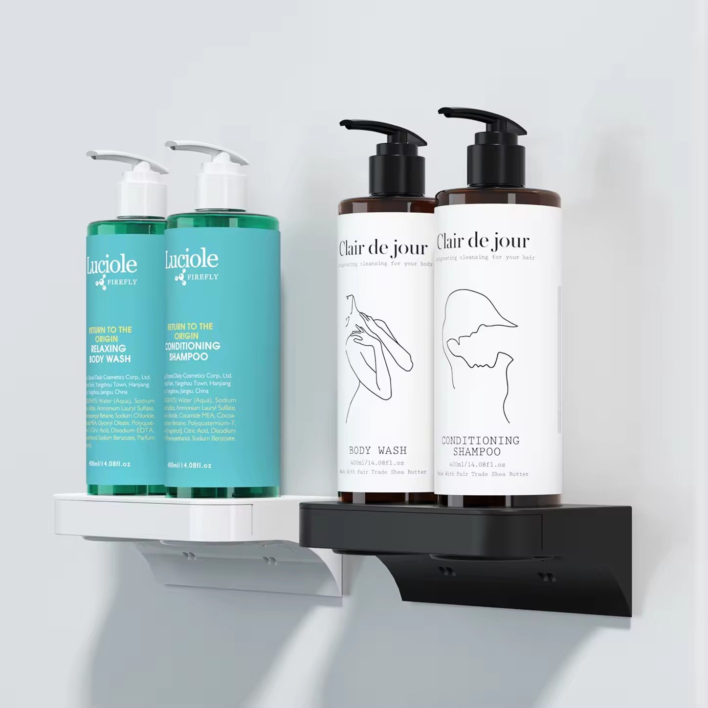 wholesale Low Price Magic Magnet Double Chamber Hotel Wall Mounted Shower Gel Lotion Dispenser with PET Plastic