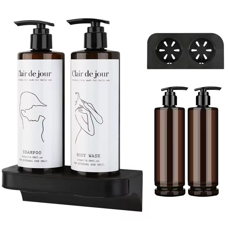 wholesale Low Price Magic Magnet Double Chamber Hotel Wall Mounted Shower Gel Lotion Dispenser with PET Plastic