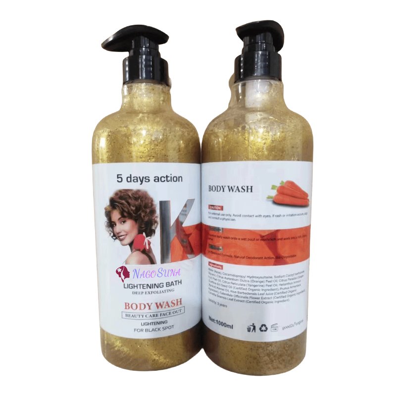 NAGOSUNA 1000 ML Shower Gel Moisturizing carrot vitamin a body wash black skin female male skin lightening Shower Gel