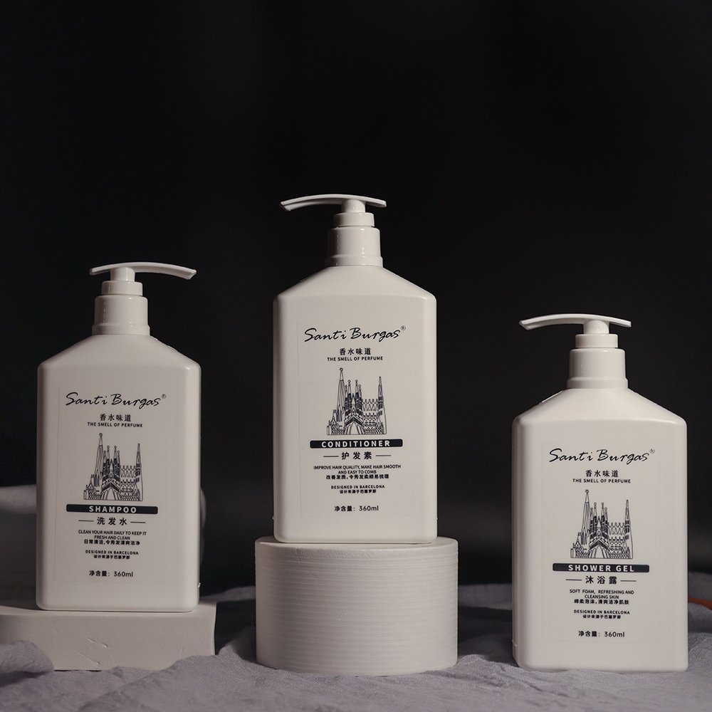 Best selling 360ml white perfume shampoo and conditioner exfoliating shower gel perfume shower gel
