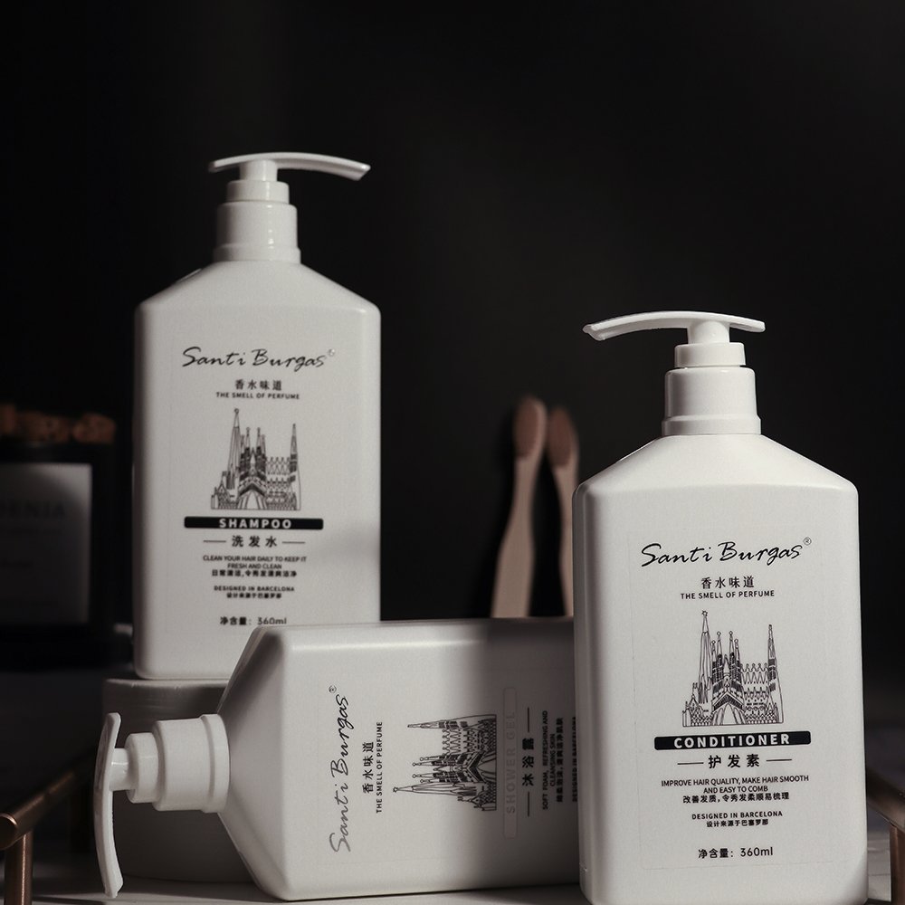 Best selling 360ml white perfume shampoo and conditioner exfoliating shower gel perfume shower gel