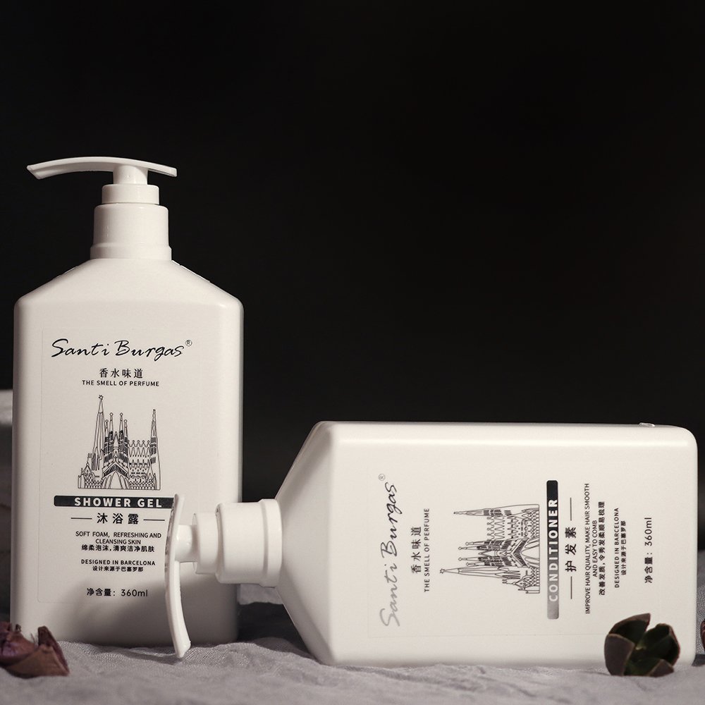 Best selling 360ml white perfume shampoo and conditioner exfoliating shower gel perfume shower gel