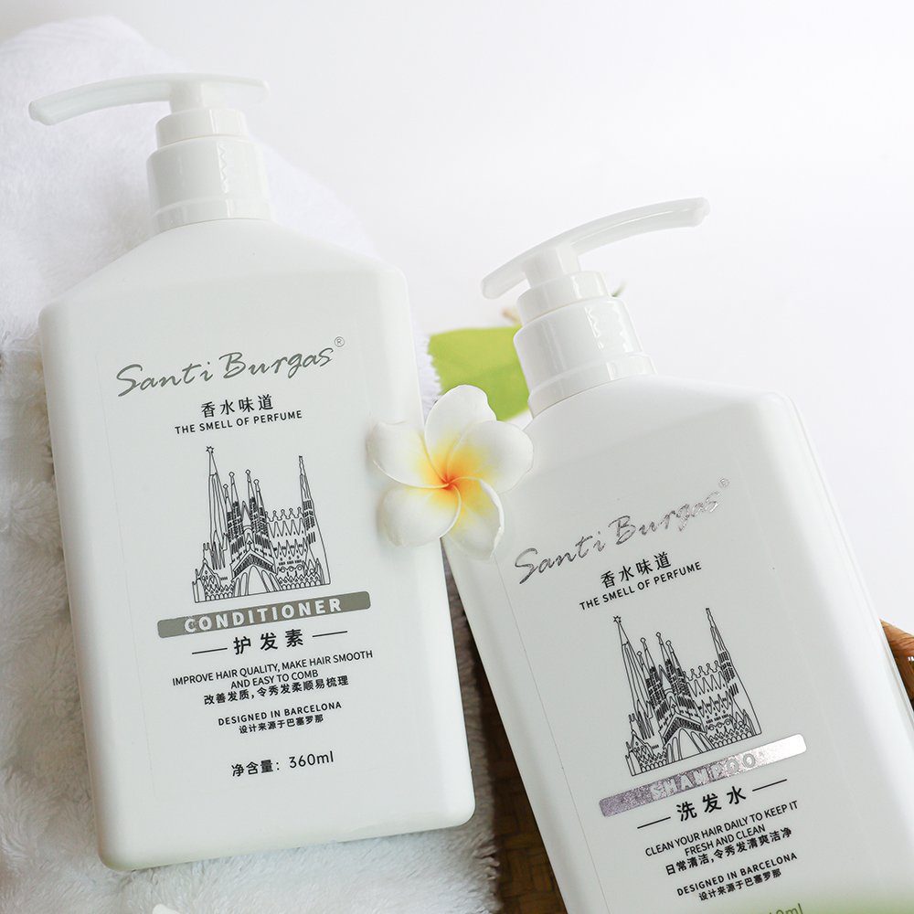 Best selling 360ml white perfume shampoo and conditioner exfoliating shower gel perfume shower gel