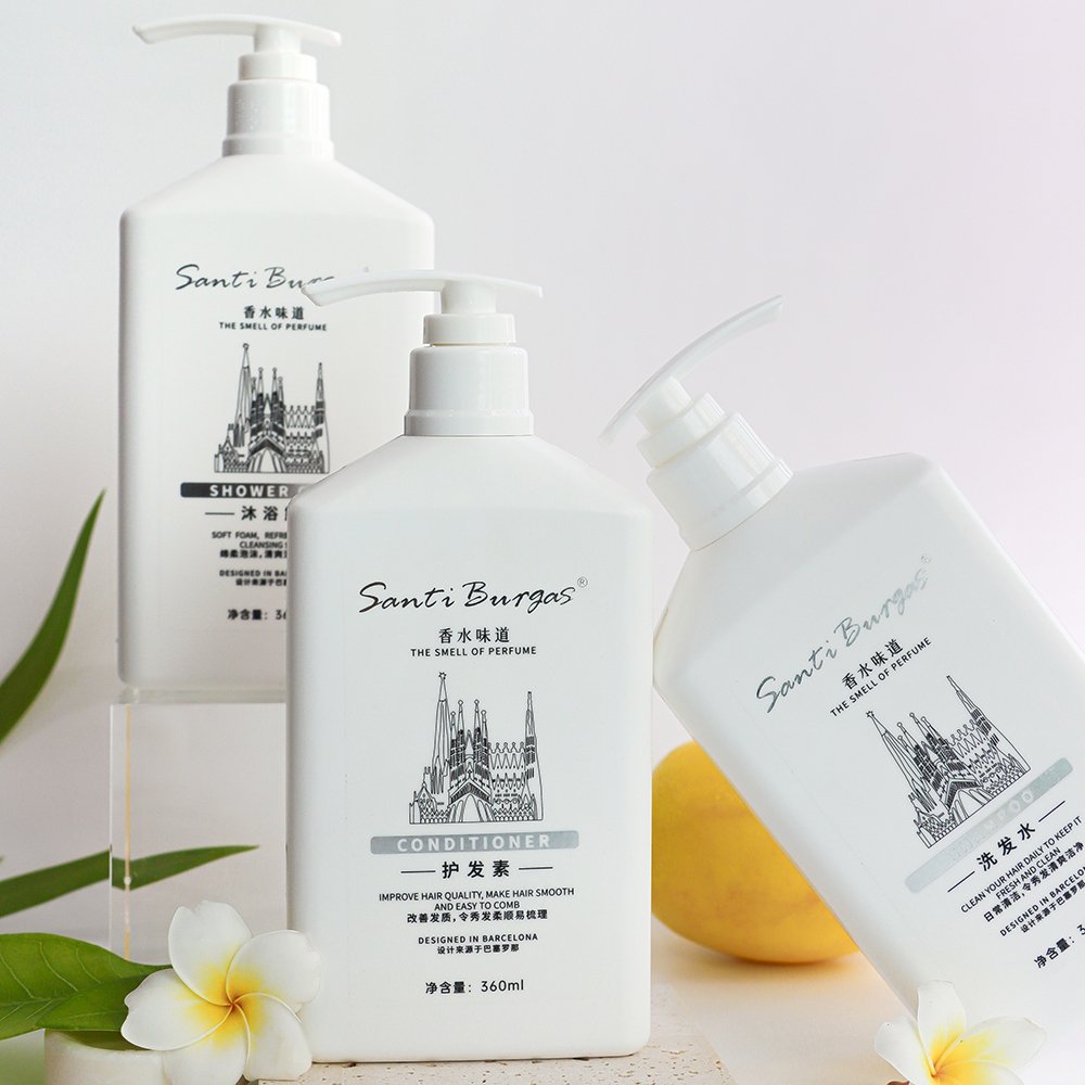 Best selling 360ml white perfume shampoo and conditioner exfoliating shower gel perfume shower gel