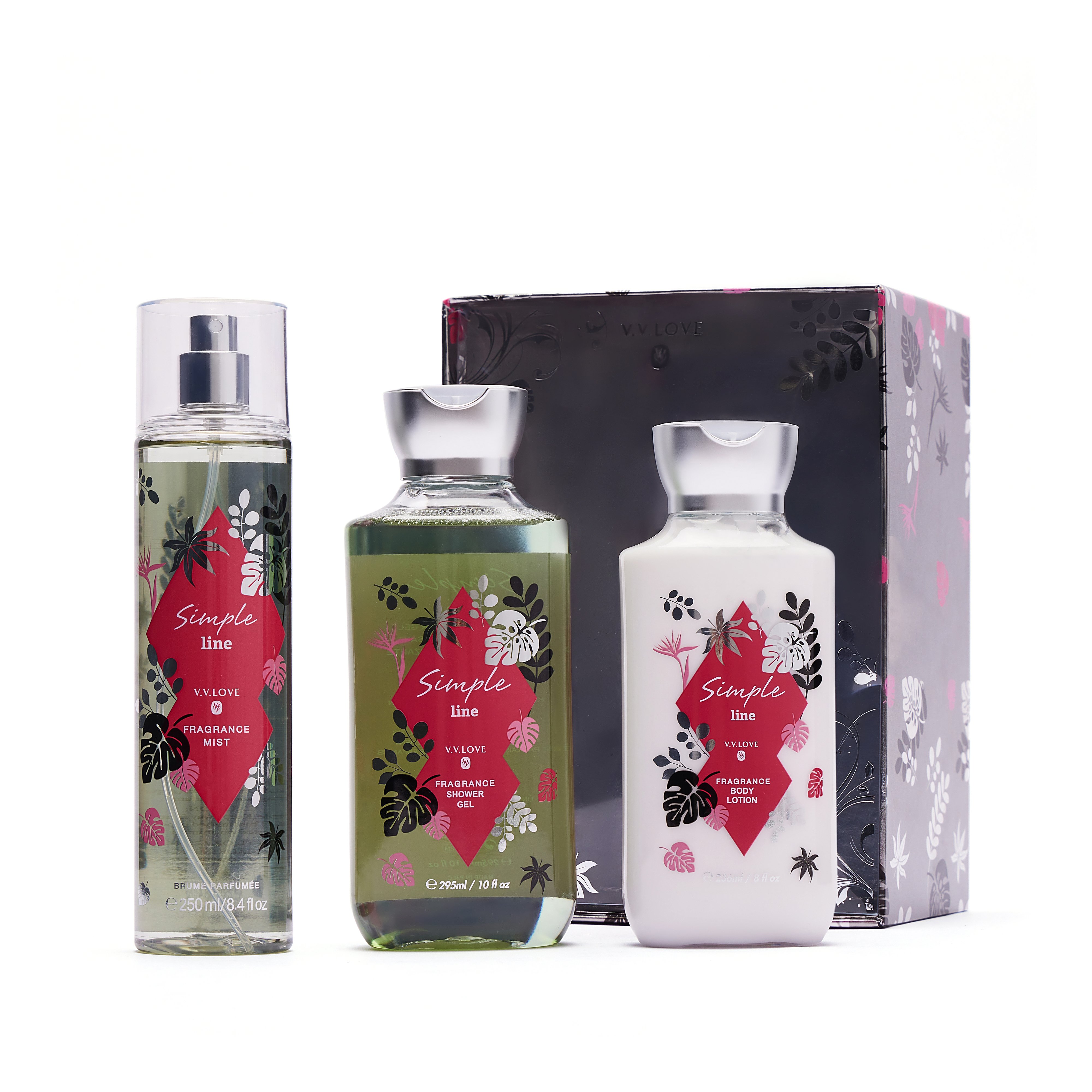 Promotional Bath SPA Promotional Gift Set 250ml Body Spray 236ml Body Lotion 295ml Shower Gel For Women