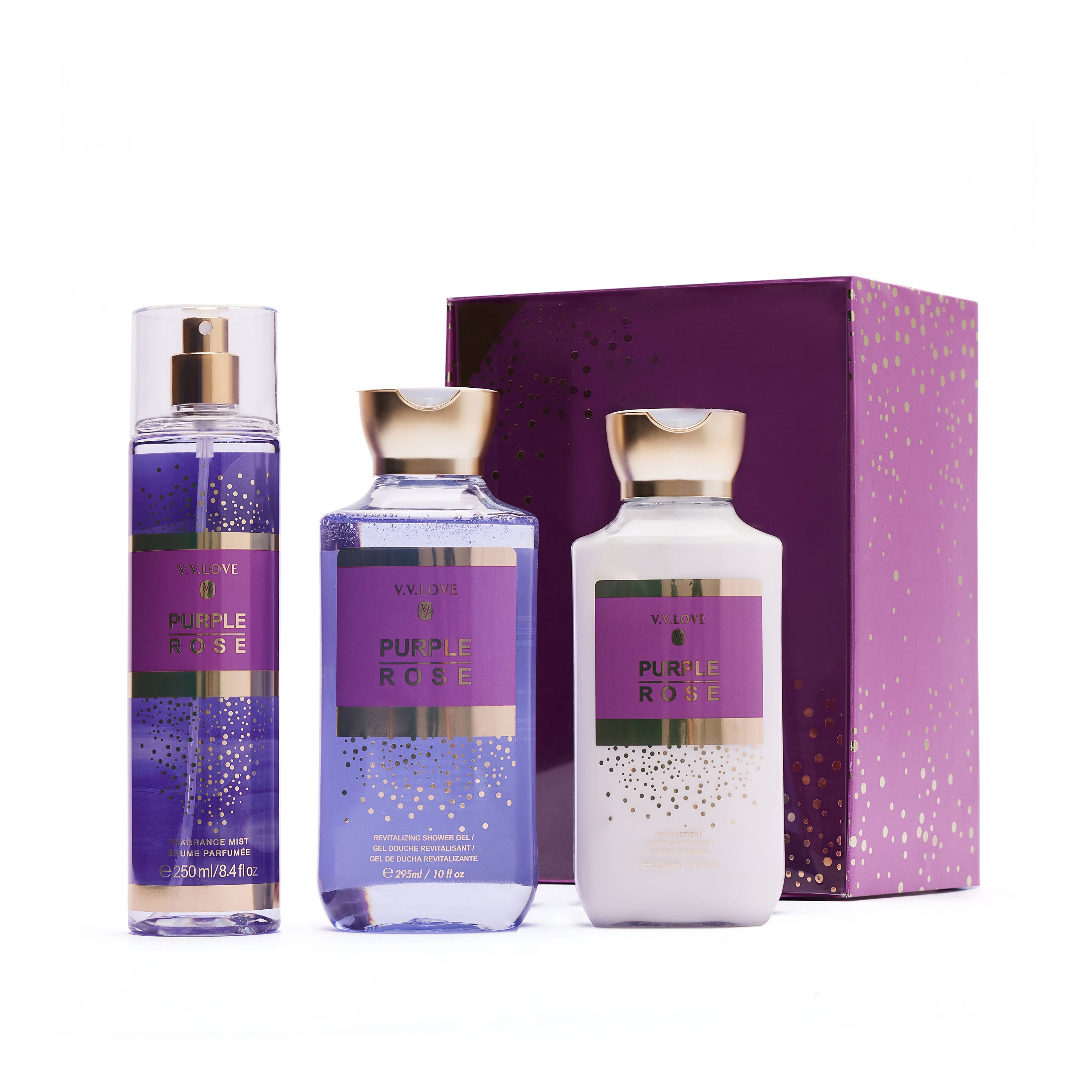 Promotional Bath SPA Promotional Gift Set 250ml Body Spray 236ml Body Lotion 295ml Shower Gel For Women