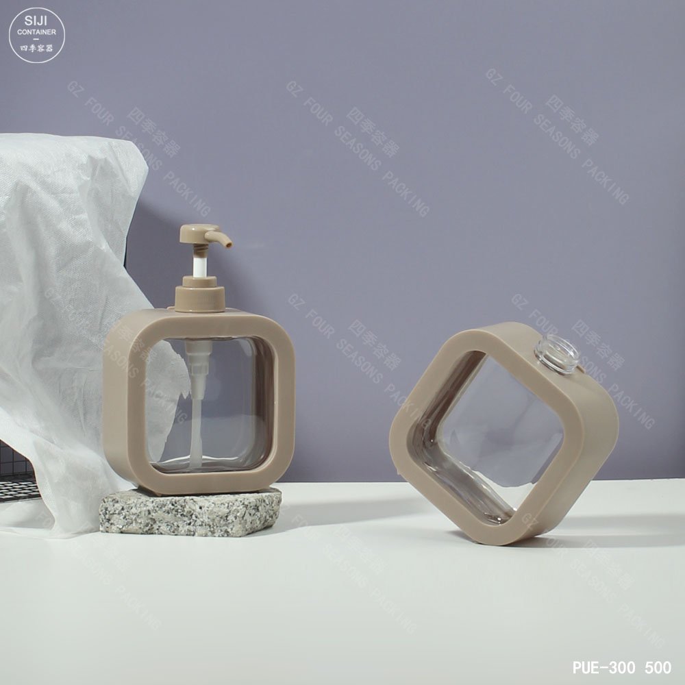 STOCK 300ml 500ml plastic square lotion pump bottle hand soap dispenser frosted shower gel bottle body wash container