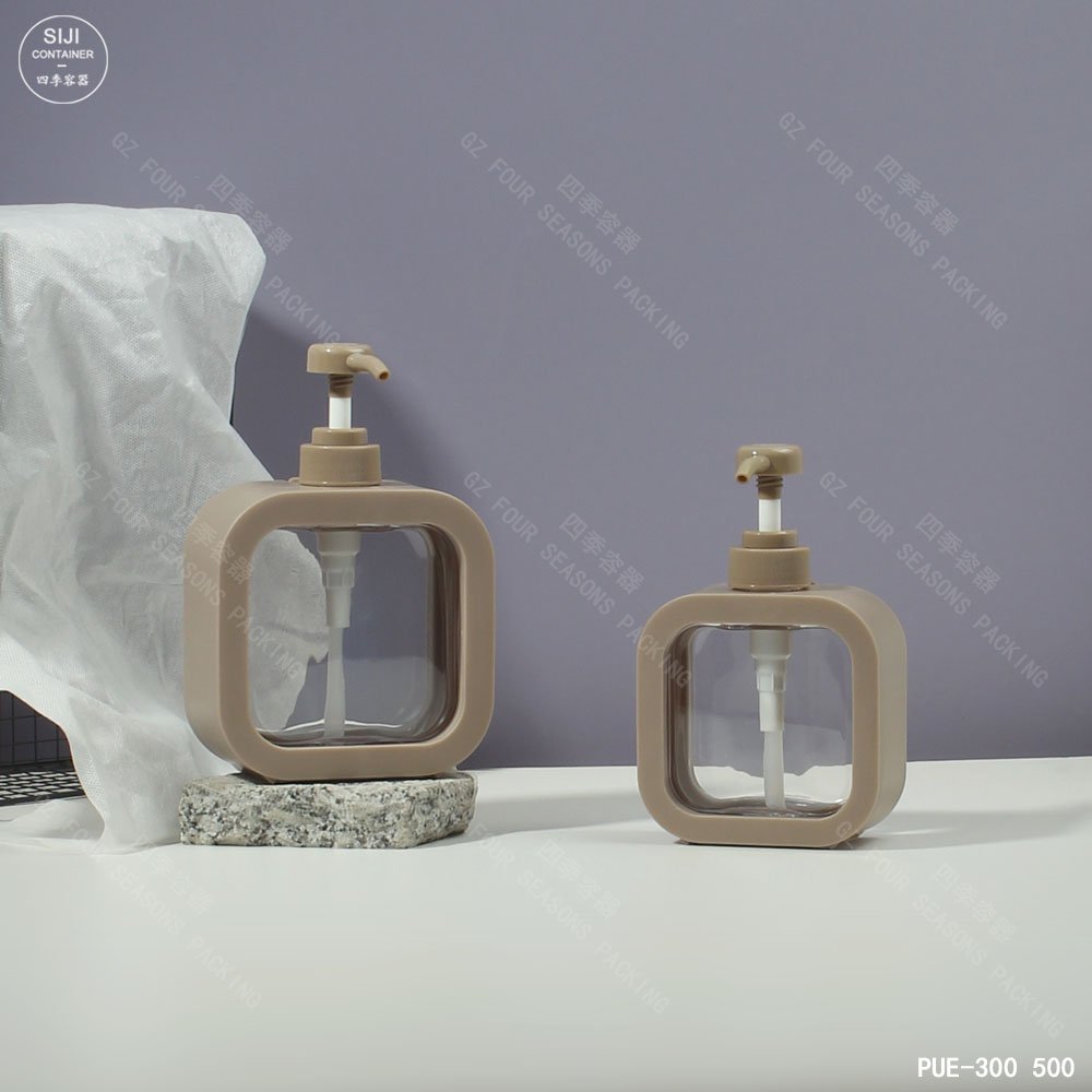 STOCK 300ml 500ml plastic square lotion pump bottle hand soap dispenser frosted shower gel bottle body wash container